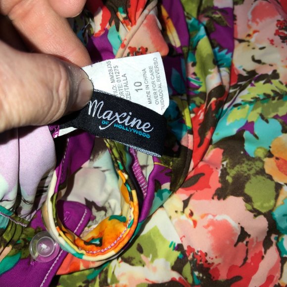 maxine bright FLOWERS print Old Hollywoood Style one piece bathing suit … - Picture 5 of 5